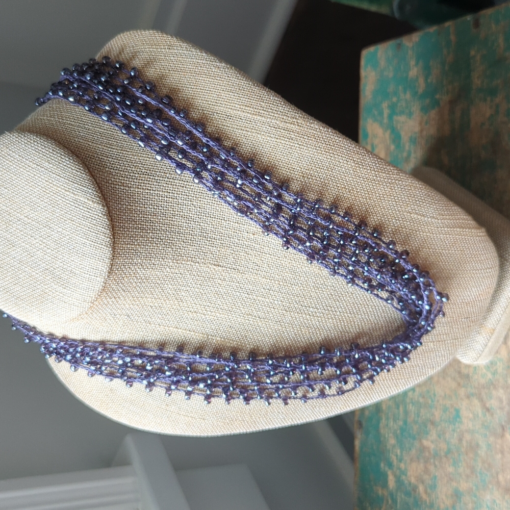 ETSY I NWT Handmade Beaded Purple Layered Crochet Necklace